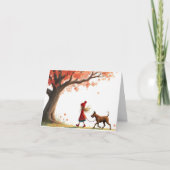 Carte Petite Fille Marchant Son Gros Chien (Devant)