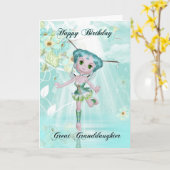 Carte petite-fille mignonne fée anniversaire salutations (Fleur jaune)