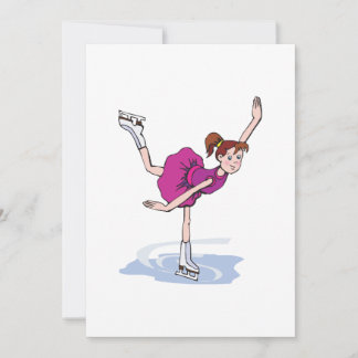 Carte petite fille mignonne patineur artistique filature