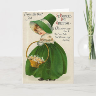 Carte Petite fille mignonne vintage dans le jour de St