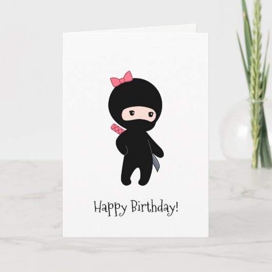 Carte Petite fille Ninja Anniversaire (Devant)