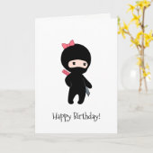 Carte Petite fille Ninja Anniversaire (Fleur jaune)