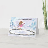Carte Petite-fille Noël Chien Patinage sur glace (Devant)