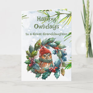 Carte Petite-fille Noël Hibou Animal Faune Nature