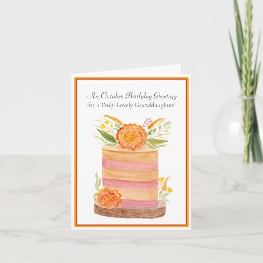 Carte Petite-fille Octobre Anniversaire Marigolds sur le (Devant)
