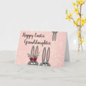 Carte Petite-fille Pâques Bunnies floraux (Fleur jaune)