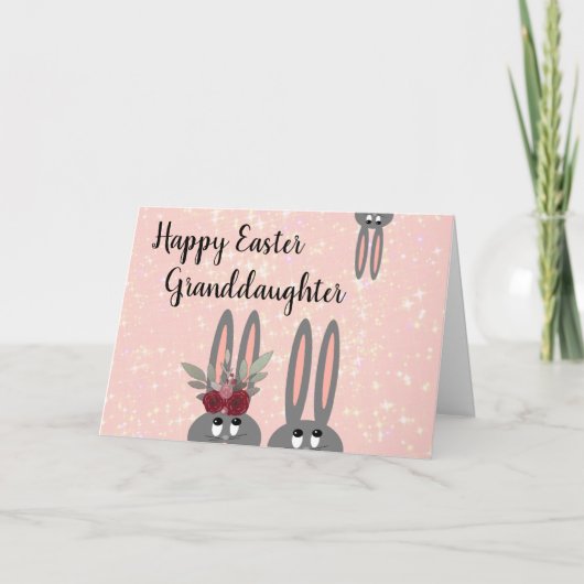 Carte Petite-fille Pâques Bunnies floraux (Devant)