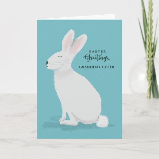 Carte Petite-fille Pâques Salutations Lapin Blanc (Devant)