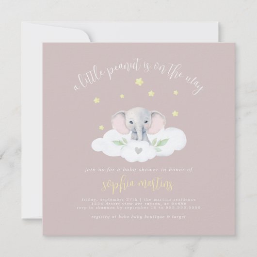 Carte Petite fille Petite arachide Baby shower Invitatio (Devant)