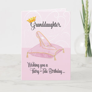 Carte Petite-fille Pink Fairy Tale Cendrillon Anniversai