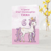 Carte Petite-fille pour son 6ème anniversaire Rose Nom p (Fleur jaune)