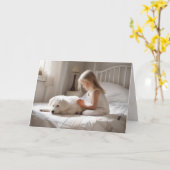 Carte Petite Fille Priant Avec Chien (Fleur jaune)