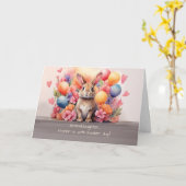 Carte Petite-fille Rabbit de Pâques au milieu des fleurs (Fleur jaune)