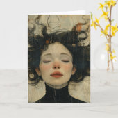 Carte Petite fille rêvant toutes les occasions (Fleur jaune)