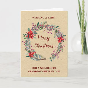 Carte Petite-Fille Russe Wreath En Droit Joyeux Noël