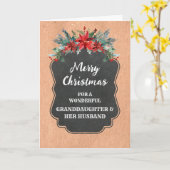 Carte Petite-fille rustique et son mari Joyeux Noël (Fleur jaune)