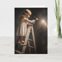 Petite fille sur une échelle Peinture étoiles