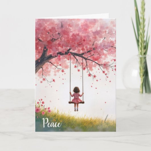 Carte Petite fille sympathique sur une Téry Tree couture (Devant)