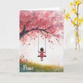 Carte Petite fille sympathique sur une Téry Tree couture (Fleur jaune)