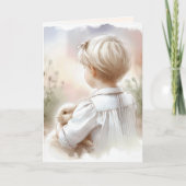 Carte Petite fille tenant un lapin d'animal (Devant)