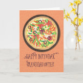 Carte Petite-fille Tween Ado Pizza Anniversaire (Fleur jaune)