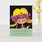 Carte Petite fille Ukrainienne Folk Art (Fleur jaune)