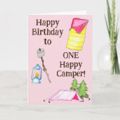 Carte Petite fille un heureux Camper premier anniversair (Devant)