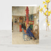 Carte Petite Fille Vintage au Rouet (Fleur jaune)