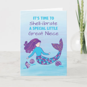 Carte Petite Grande nièce Anniversaire Sparklook Mermaid