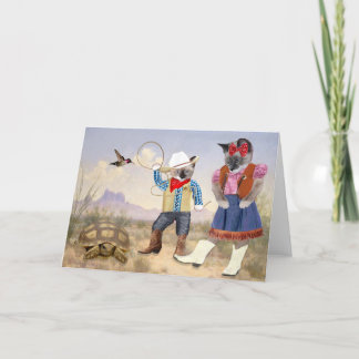 Carte Petite Kitten Cowboy Greeting Card