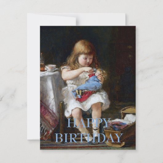 Carte Petite mère anxieuse avec poupée (Devant)