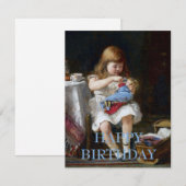 Carte Petite mère anxieuse avec poupée (Devant / Derrière)