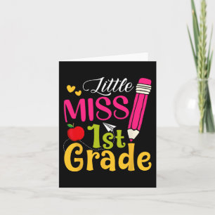 Carte Petite Miss 1ère Année Cute Retour À L'École Bonjo