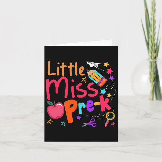 Carte Petite Miss Pre-k Premier Jour D'école Retour à L' (Devant)