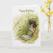 Carte Petite Mlle Mouse - joyeux anniversaire (Fleur jaune)