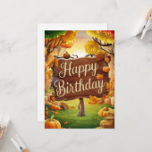 Carte Petite Mûte Feuille d'érable automne automne heure (Devant/Arrière en situation)