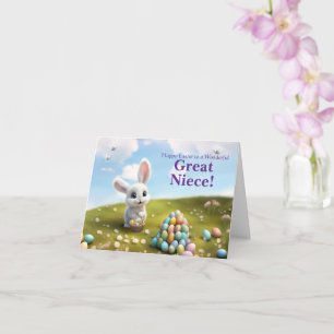 Carte Petite-nièce Pâques avec lapin de Pâques tout doux