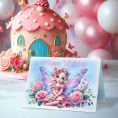 Carte Petite poitrine d'enfant en Robe Rose & Rose Anniv