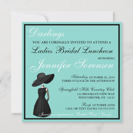 Carte Petite robe noire Dames Déjeuner Douche Party (Devant)