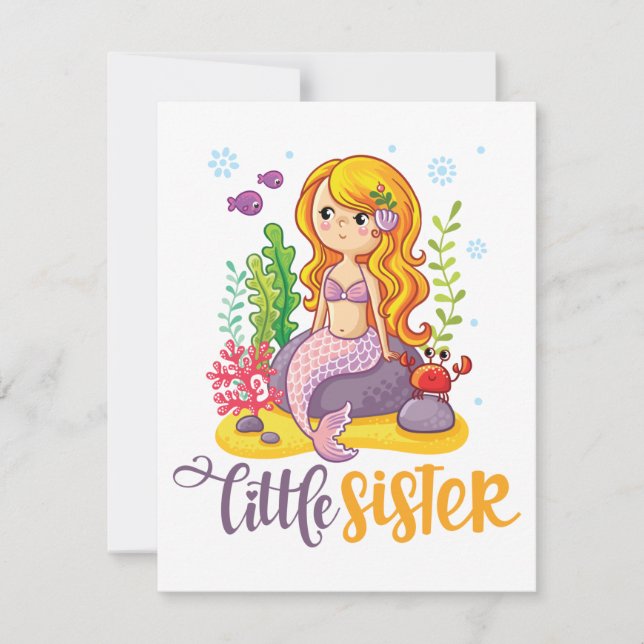 Carte Petite Soeur 🧜‍♀️ Sirène (Devant)
