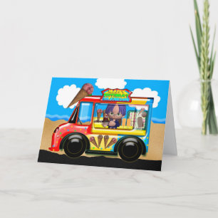 Carte petite-son camion de crème glacée anniversaire car