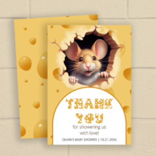Carte Petite souris dans le fromage Baby Shower Merci