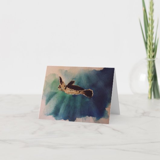 Carte petite tortue à l'aquarelle de surface (Devant)
