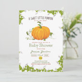 Carte Petite vigne citrouille douce Baby shower Invitati (Debout devant)