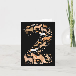 Carte Petites filles 2 ans 2e anniversaire Cheval Graphi