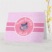 Carte Petites filles personnalisées Nautical Joyeux anni (Fleur jaune)