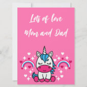 Carte Petites filles rose arc-en-ciel licorne (Dos)