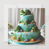 CARTE PETITES TORTUES DÉCORÉES À THÈME GÂTEAU D'ANNIVERS (Devant)