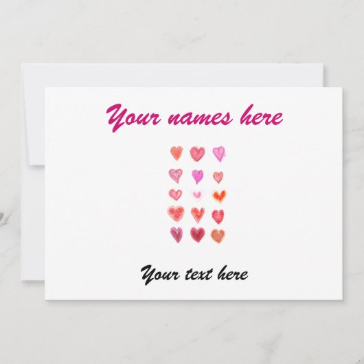 Carte Petits cœurs de mariage (Devant)