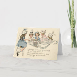 Carte Petits Enfants Couper Fête de gâteau d'anniversair